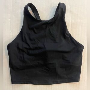 Athleta black longline sports bra crop top high neck racerback size small